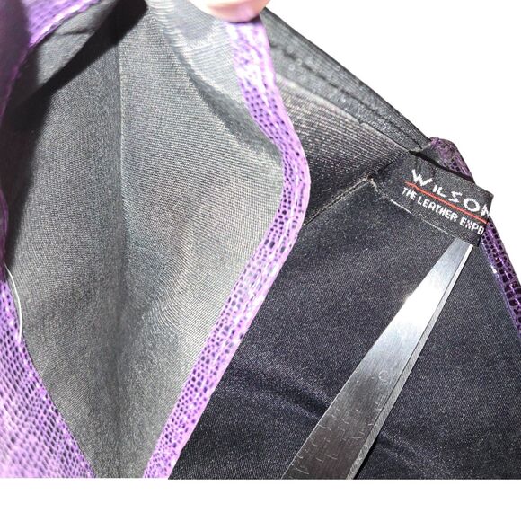 Wilsons Leather Deep Purple Slim Wallet Checkbook EUC - Picture 3 of 4